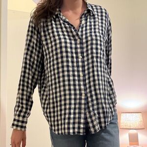 Levi's Navy and White Gingham Button-Down Shirt